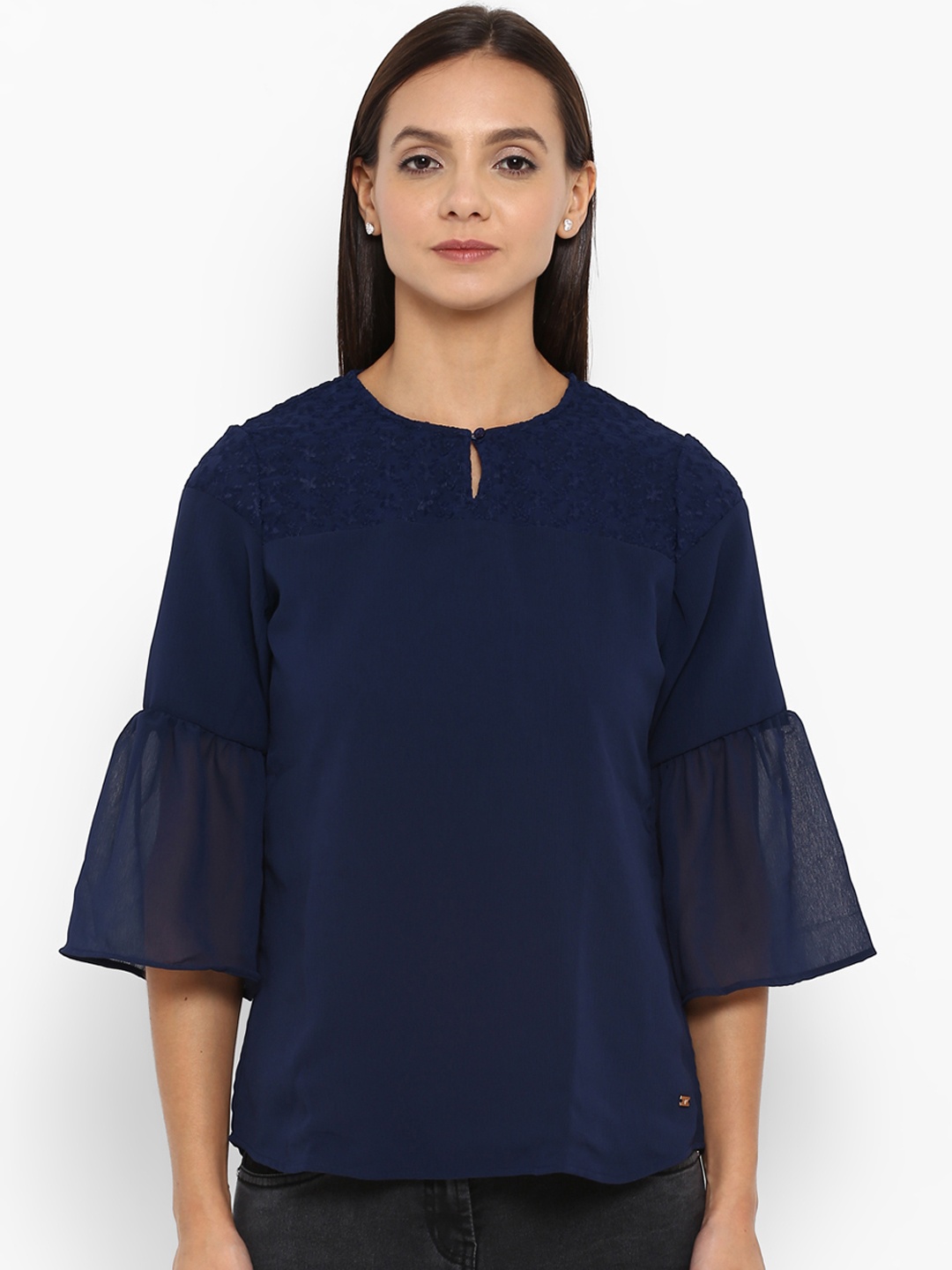 

Park Avenue Women Navy Blue Solid A-Line Top