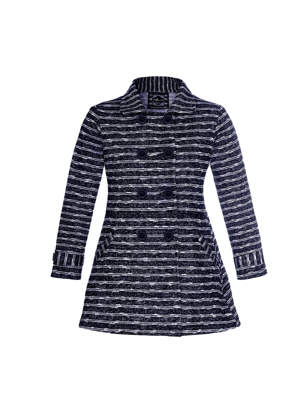 

Naughty Ninos Girls Navy Blue & White Striped Pea Coat