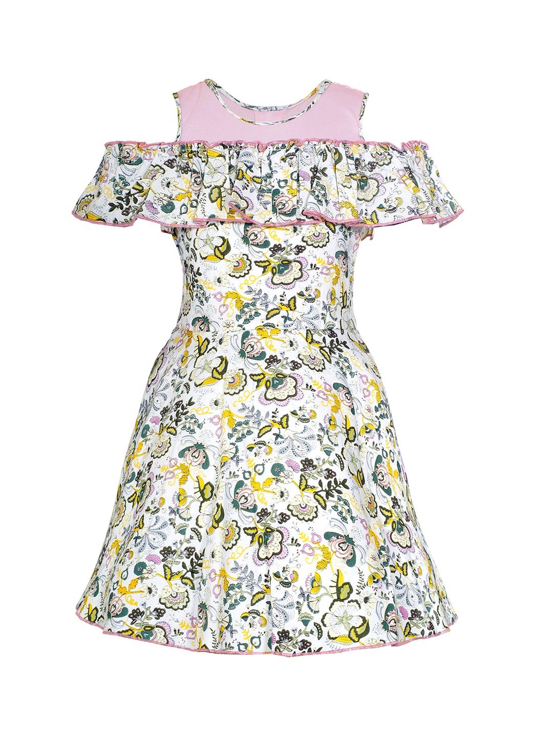 

Naughty Ninos Girls Multicoloured Printed Fit and Flare Dress, Multi