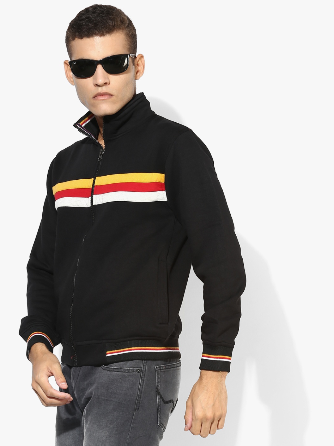 

Black Striped Sweat Jacket