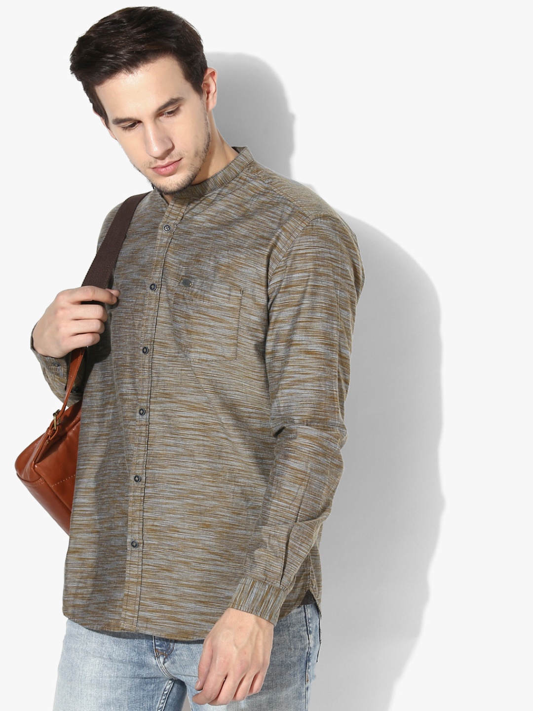 

Olive Textured Slim Fit Casual Shirt