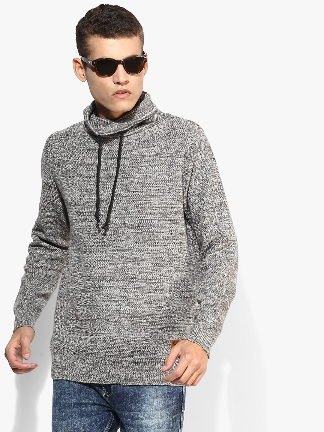 

Grey Textured High Neck Sweater