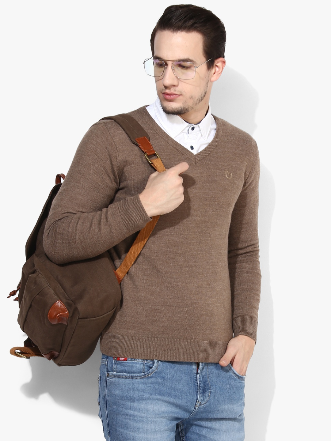 

Van Heusen Men Brown Solid Sweater