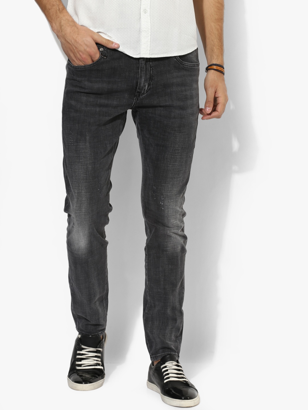 

Charcoal Grey Washed Low Rise Slim Fit Jeans