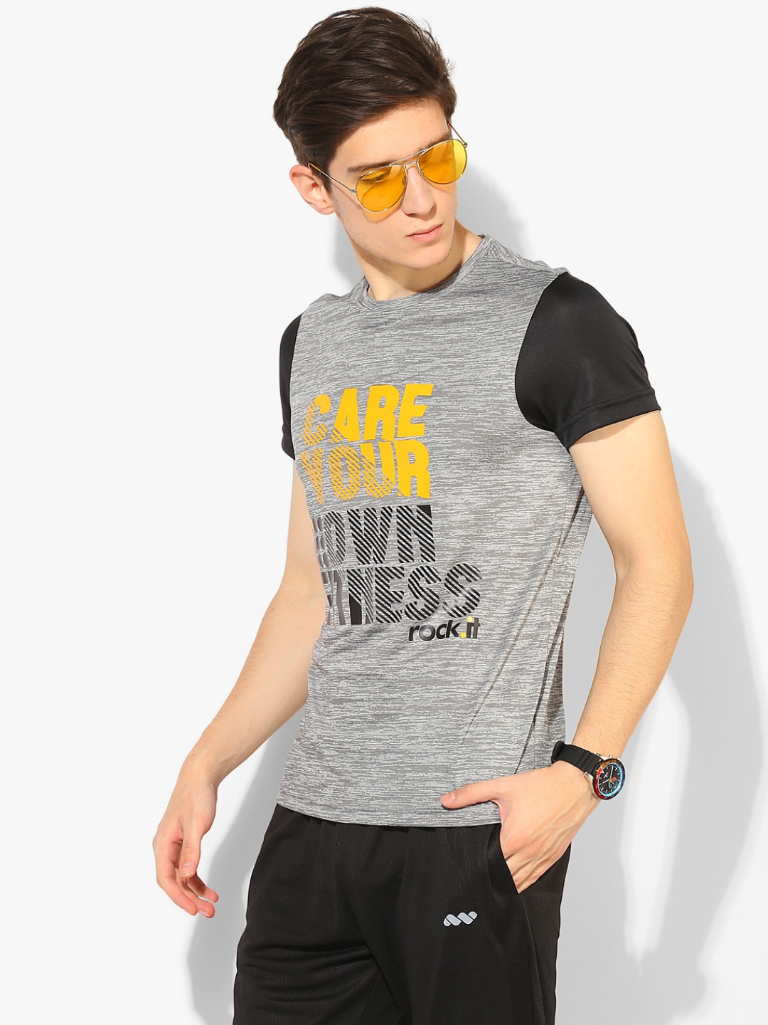 

Grey Graphic Round Neck T-Shirt