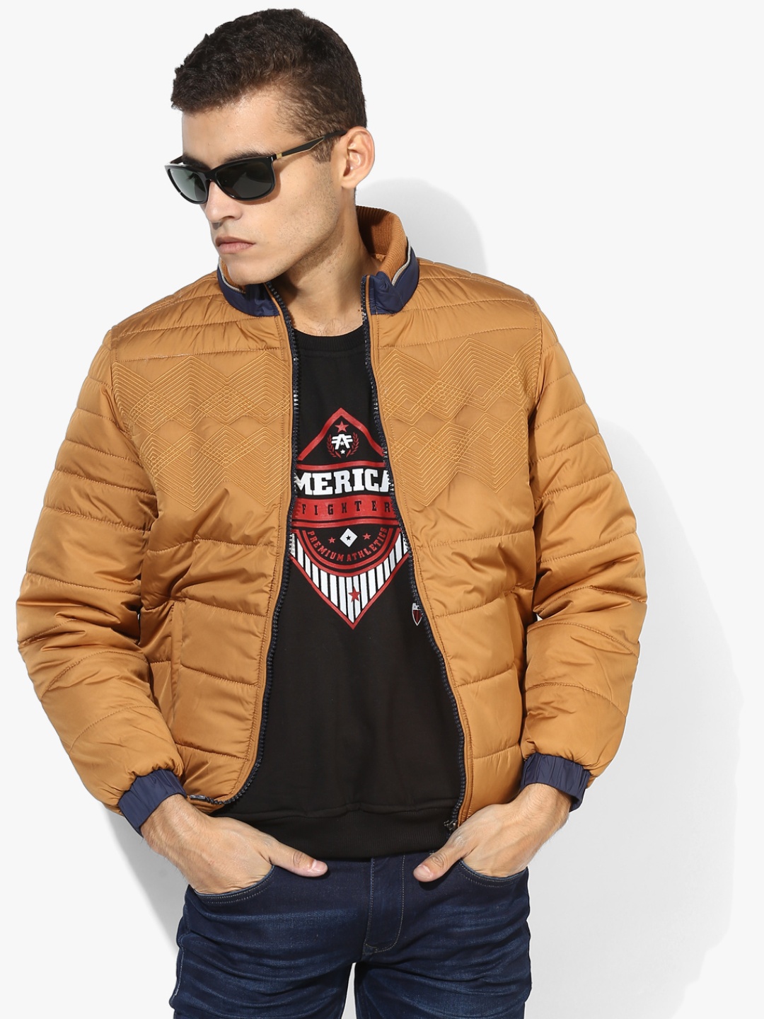

Tan Embroidered Quilted Jacket