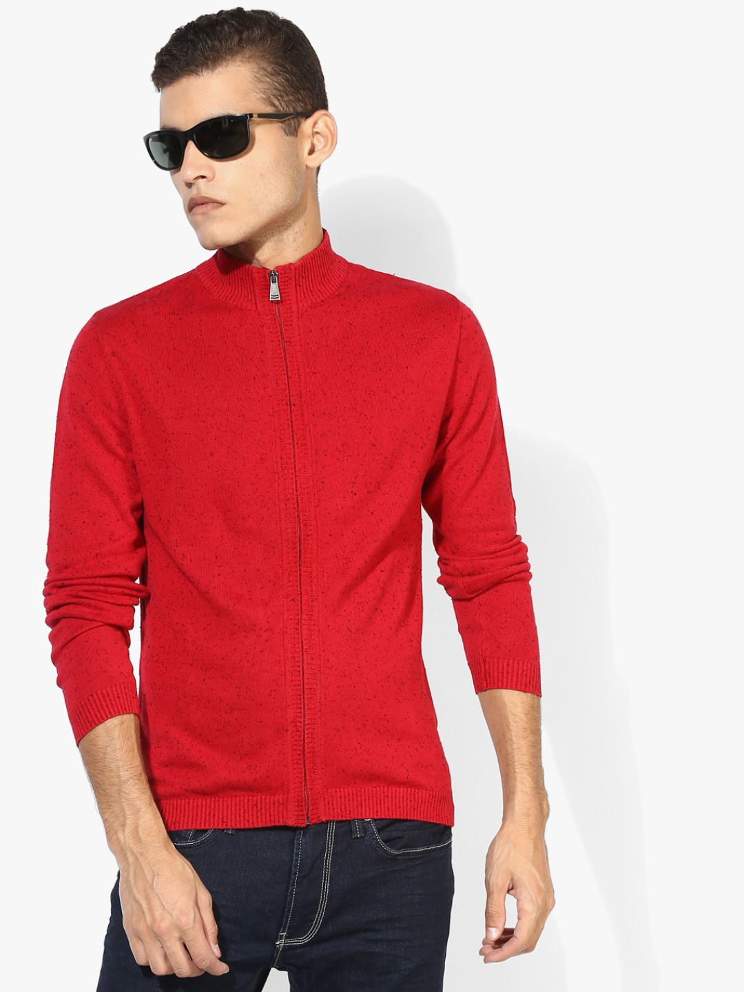 

Red Textured High Neck Sweater
