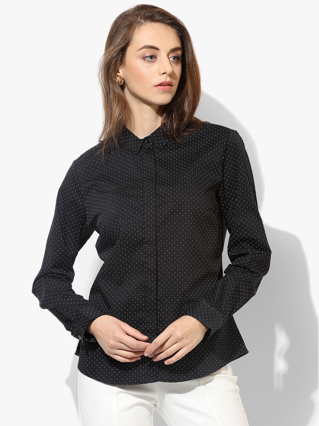 Allen Solly Women Black & White Printed Shirt