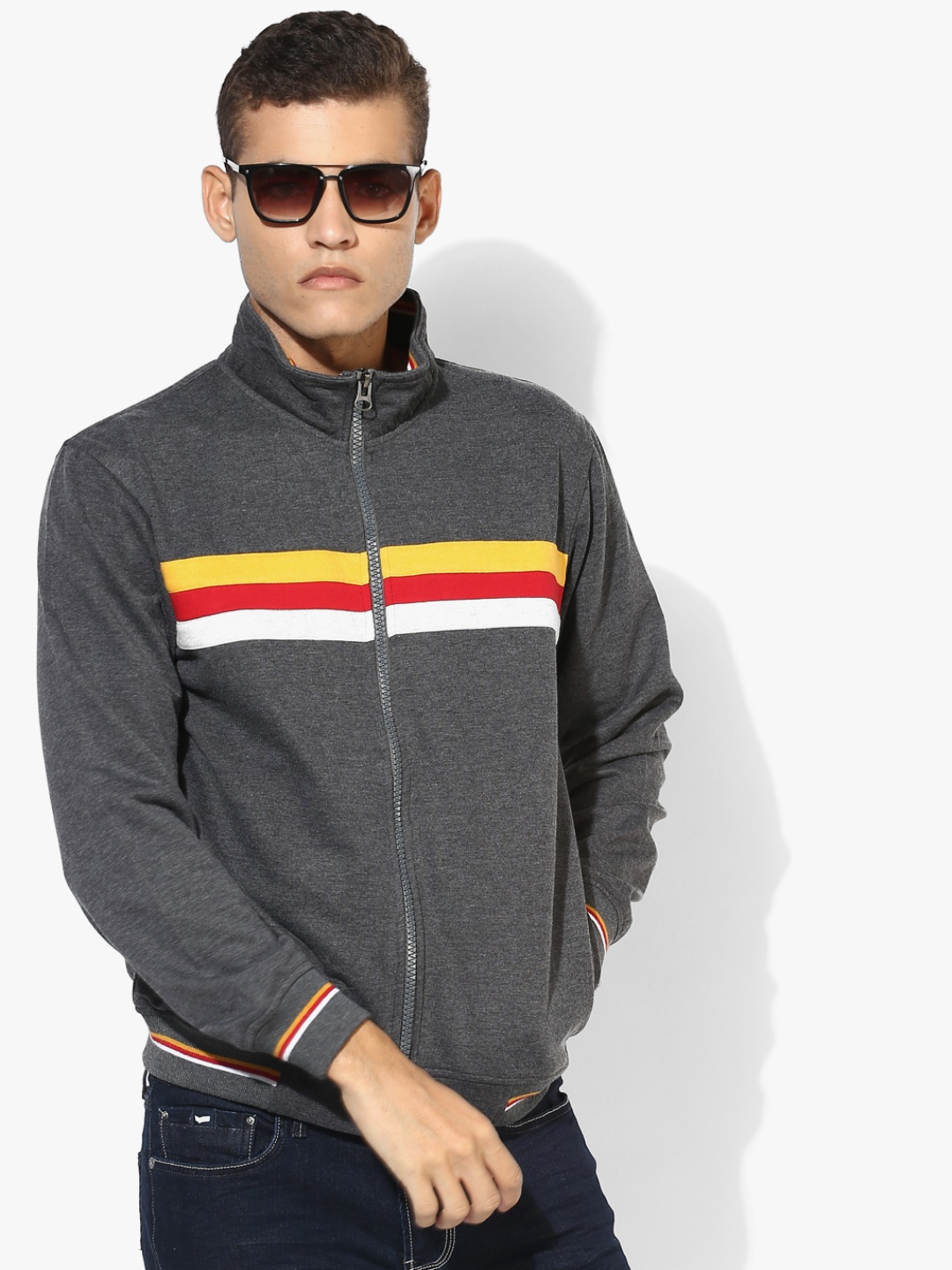 

Grey Striped Sweat Jacket