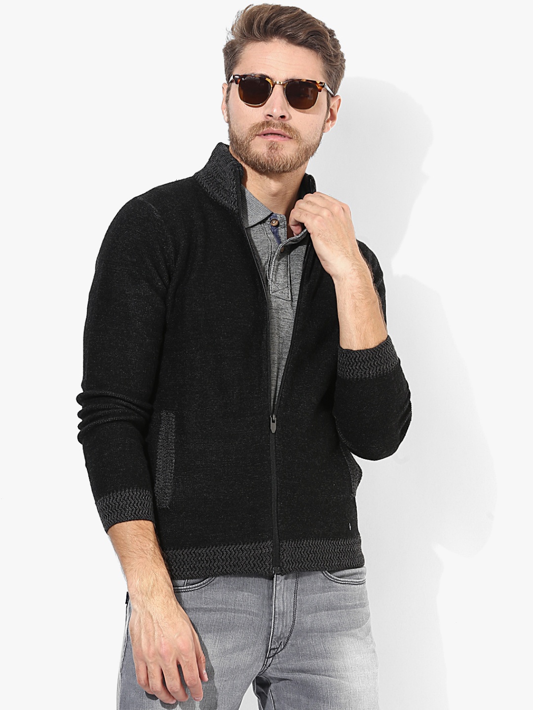 

Black Textured Cardigan