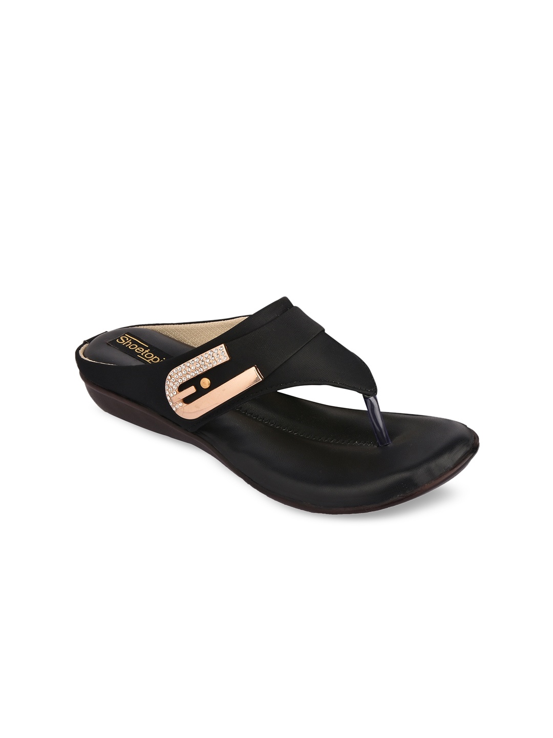 

Shoetopia Women Black Solid Synthetic One Toe Flats