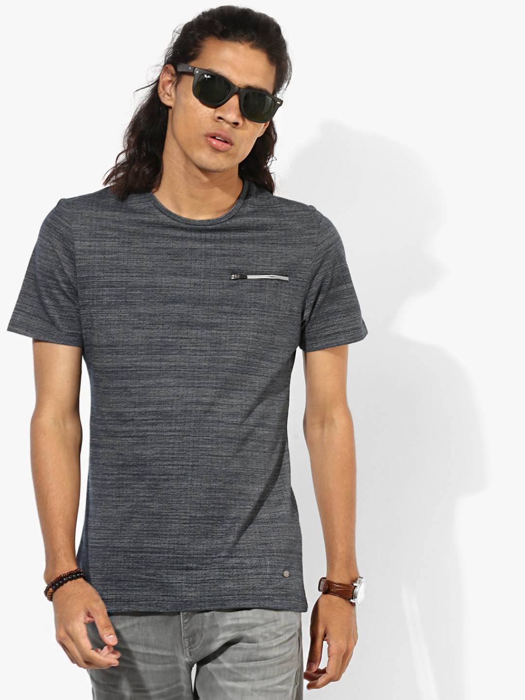 

CAMLA Men Navy Blue Printed Round Neck T-shirt