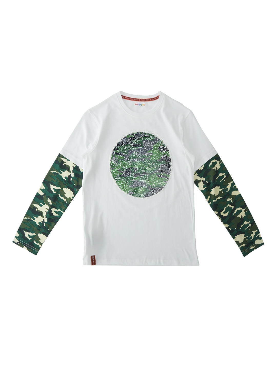 

POPPERS by Pantaloons Boys White Printed Round Neck Pure Cotton T-shirt