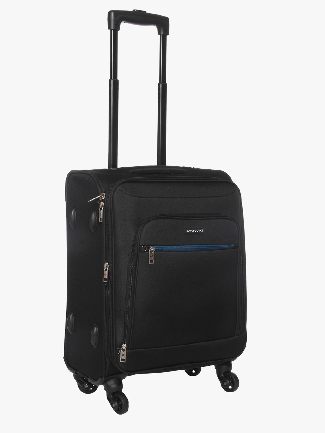

54 Cm Nile Black Cabin 4 Wheel Soft Luggage Strolley