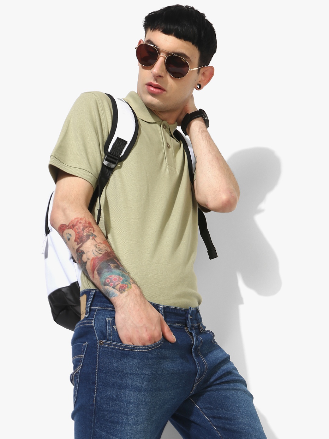 Splash Green Solid Regular Fit Polo T-Shirt