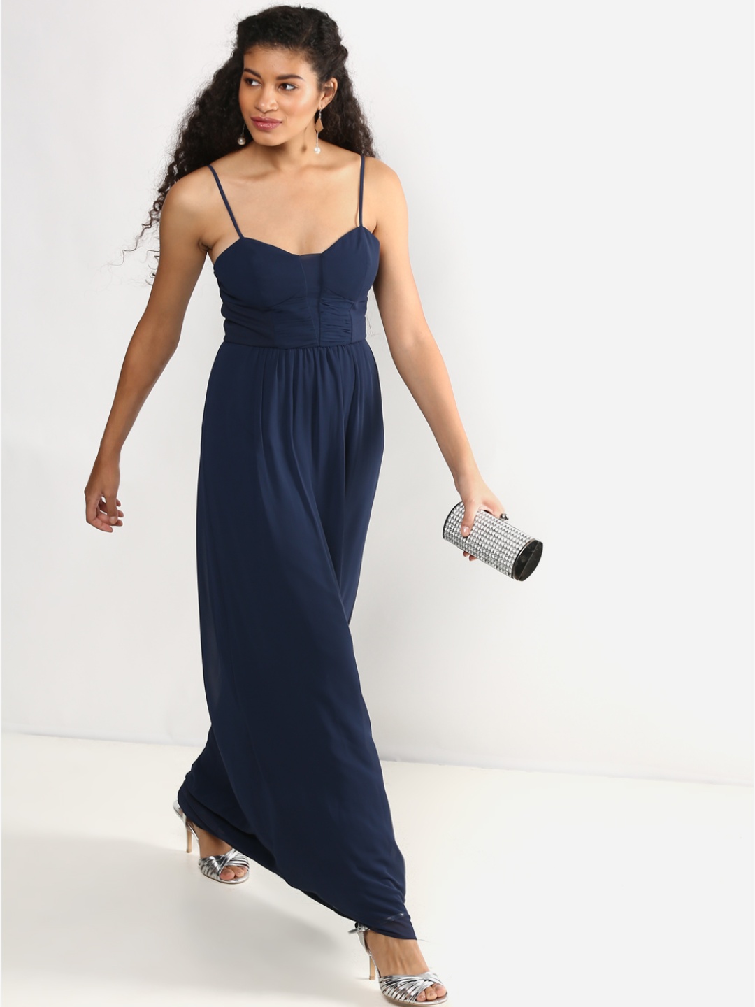 BCBGeneration Navy Blue Solid Maxi Dress