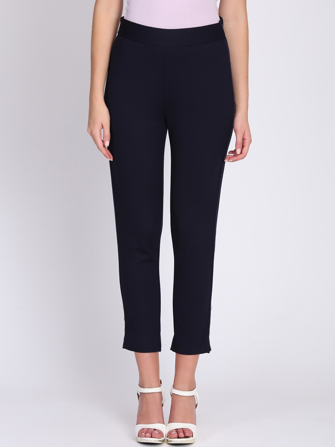 

NIZA Women Navy Blue Regular Fit Solid Trousers