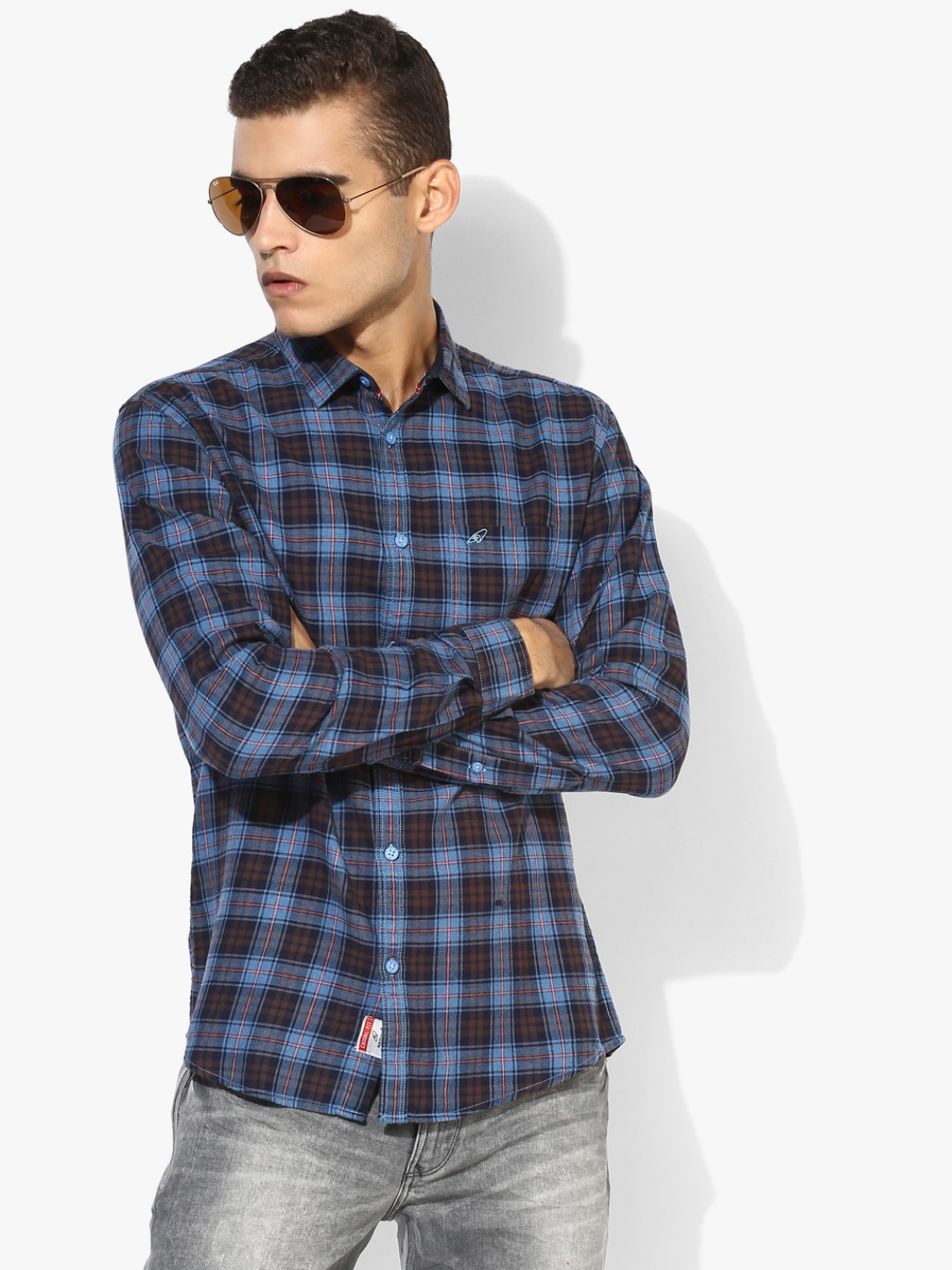 Multicoloured Checked Slim Fit Casual Shirt, Multi