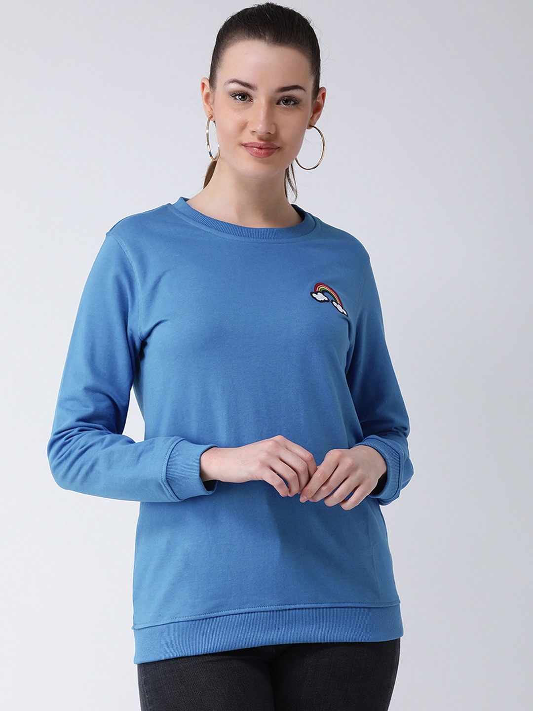 

Club York Women Blue Solid Sweatshirt