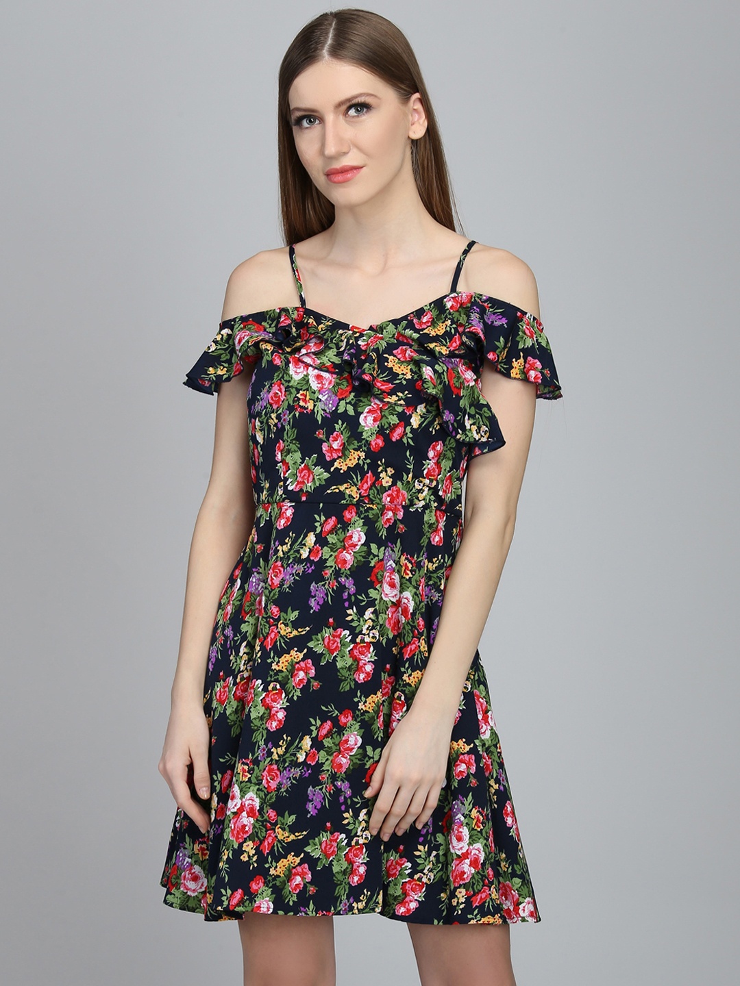 

DODO & MOA Women Navy Blue Printed Fit and Flare Dress