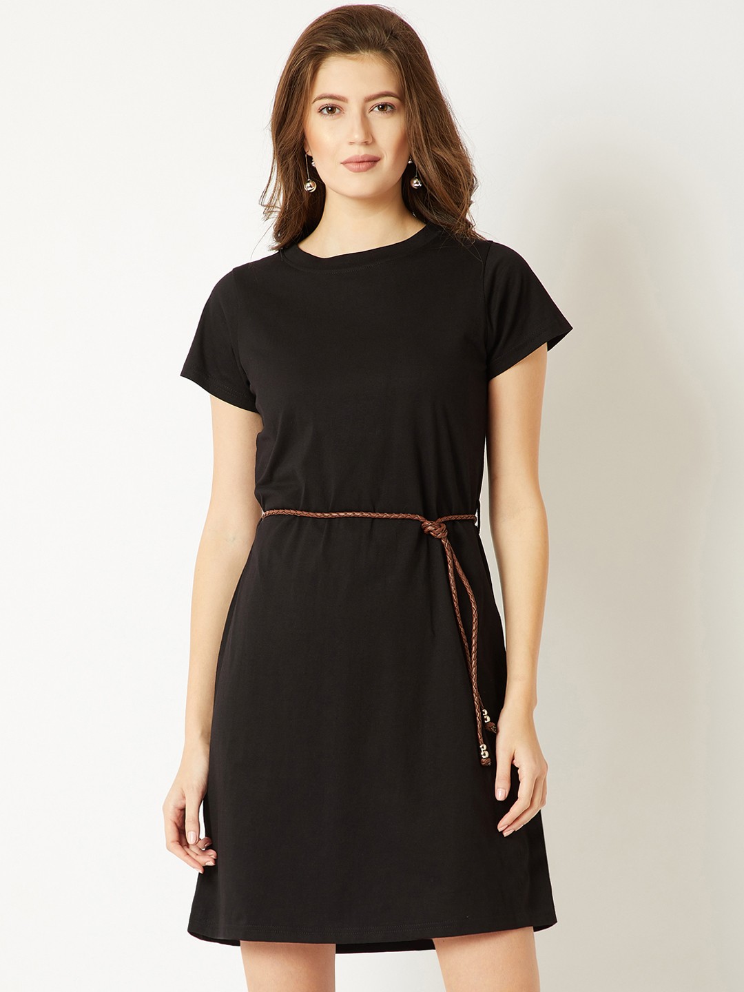 

Miss Chase Women Black Solid T-shirt Dress