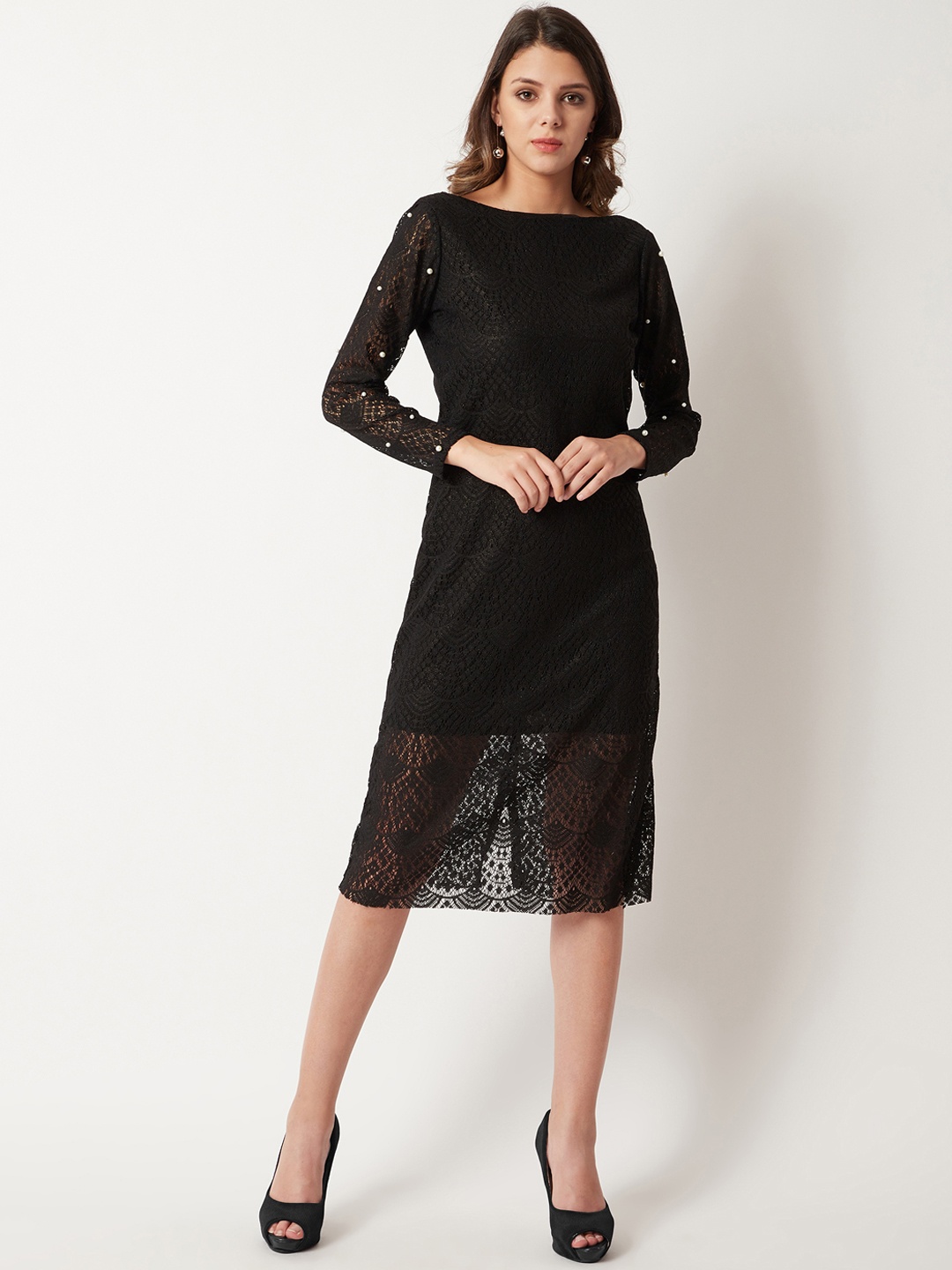 

Miss Chase Women Black Solid Sheath Dress