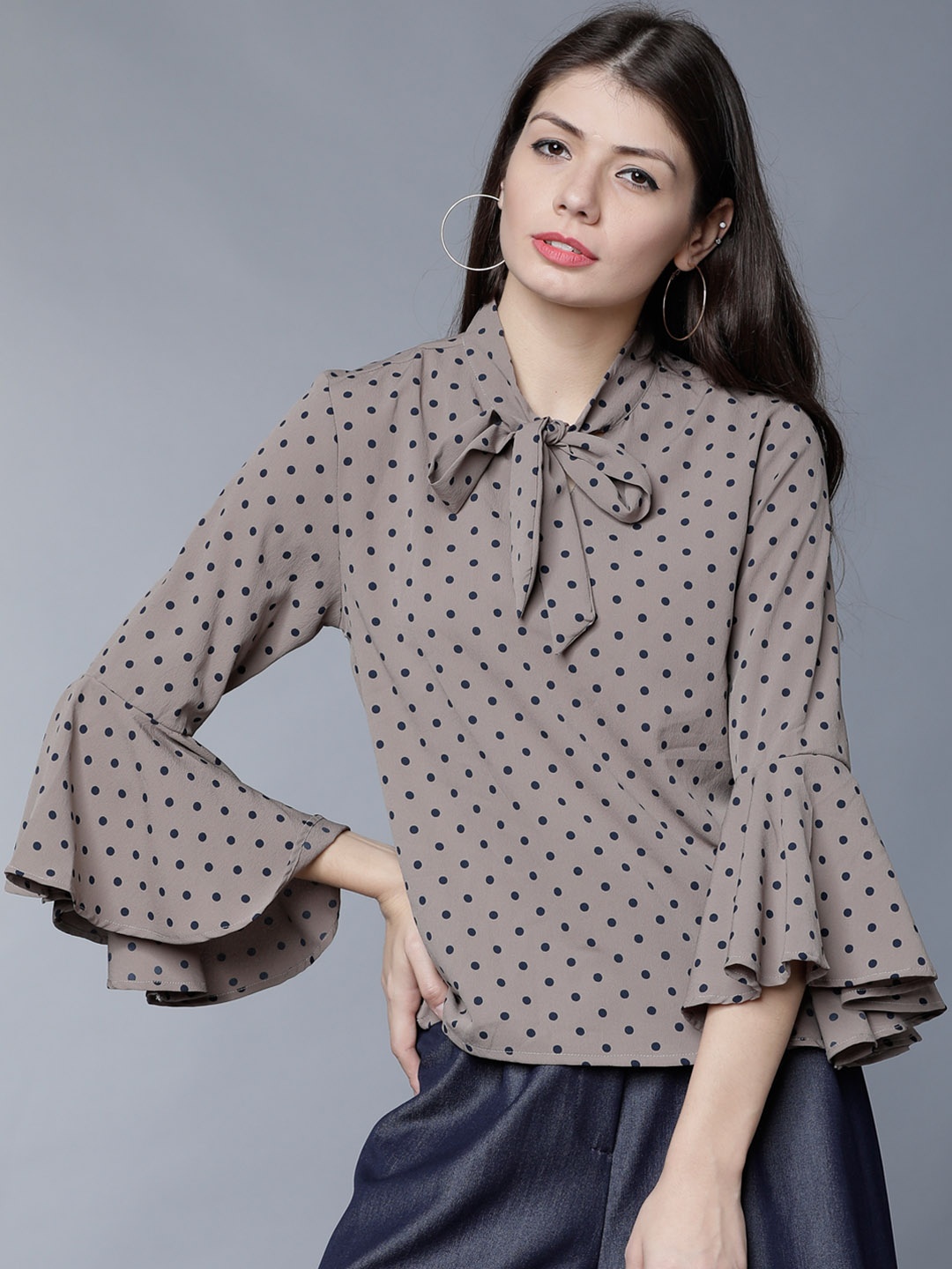 

Tokyo Talkies Women Taupe Printed Top