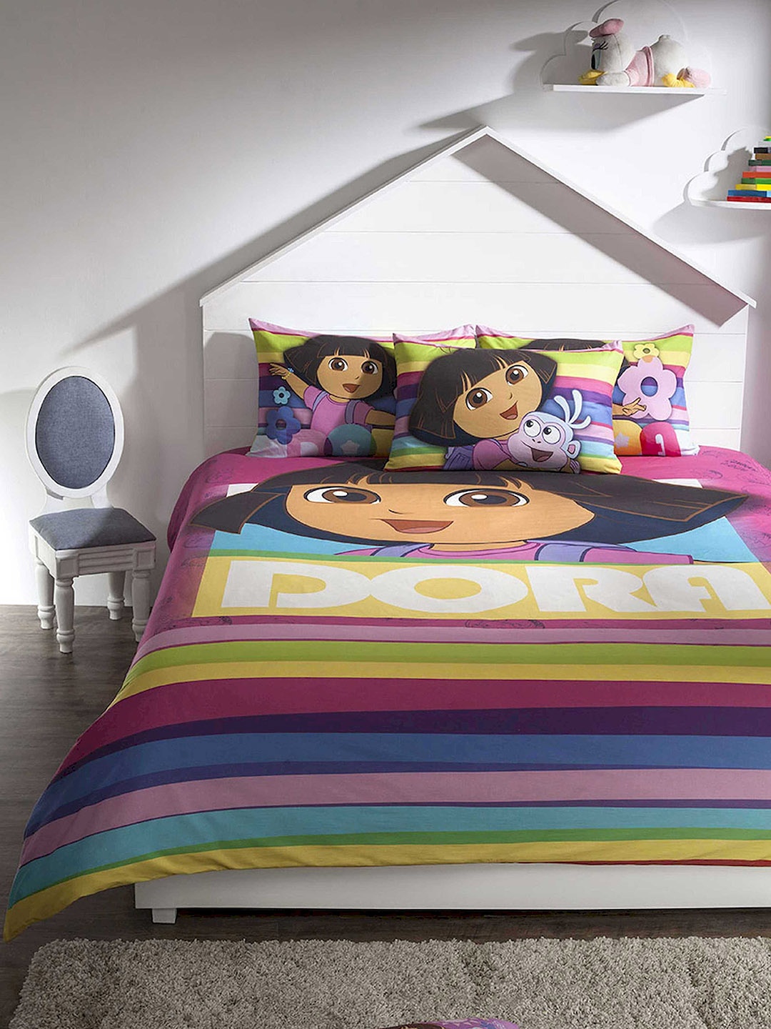 

DDecor Pink & Black Cartoon Characters Flat 150 TC Double Bedsheet with Pillow Covers
