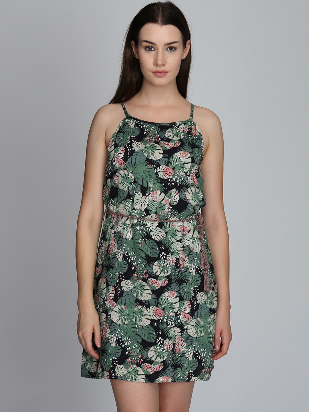 

DODO & MOA Women Green Printed A-Line Dress