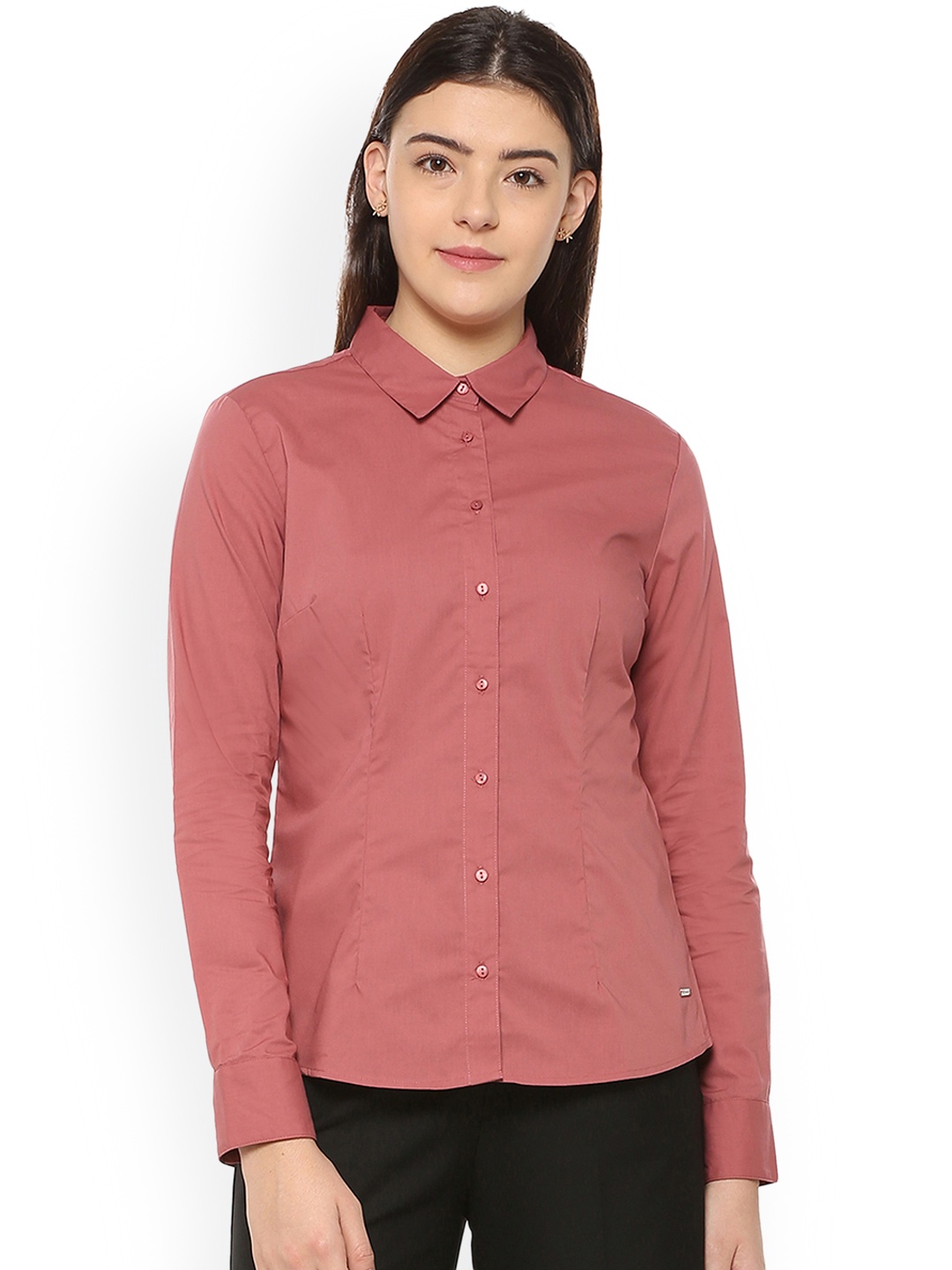 Van Heusen Woman Maroon Regular Fit Solid Casual Shirt, Red