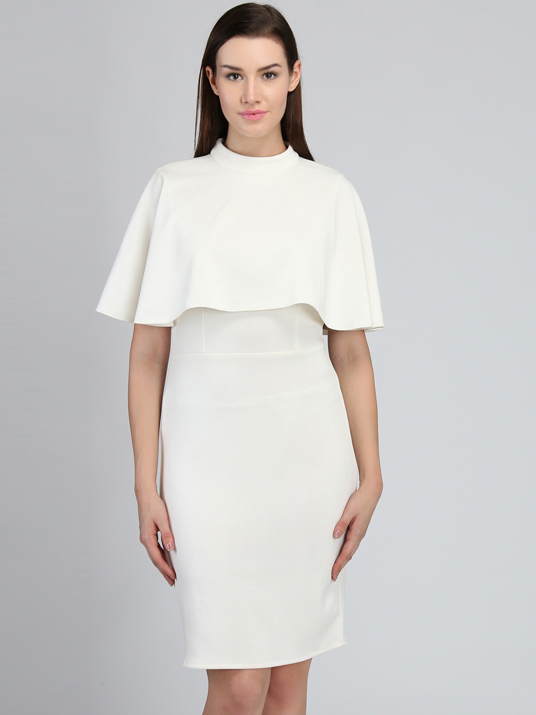 DODO & MOA Women Off-White Solid Sheath Dress