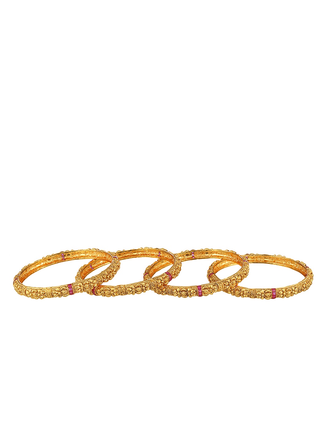 

Adwitiya Collection Set of 4 24k Gold Plated Antique Bangles