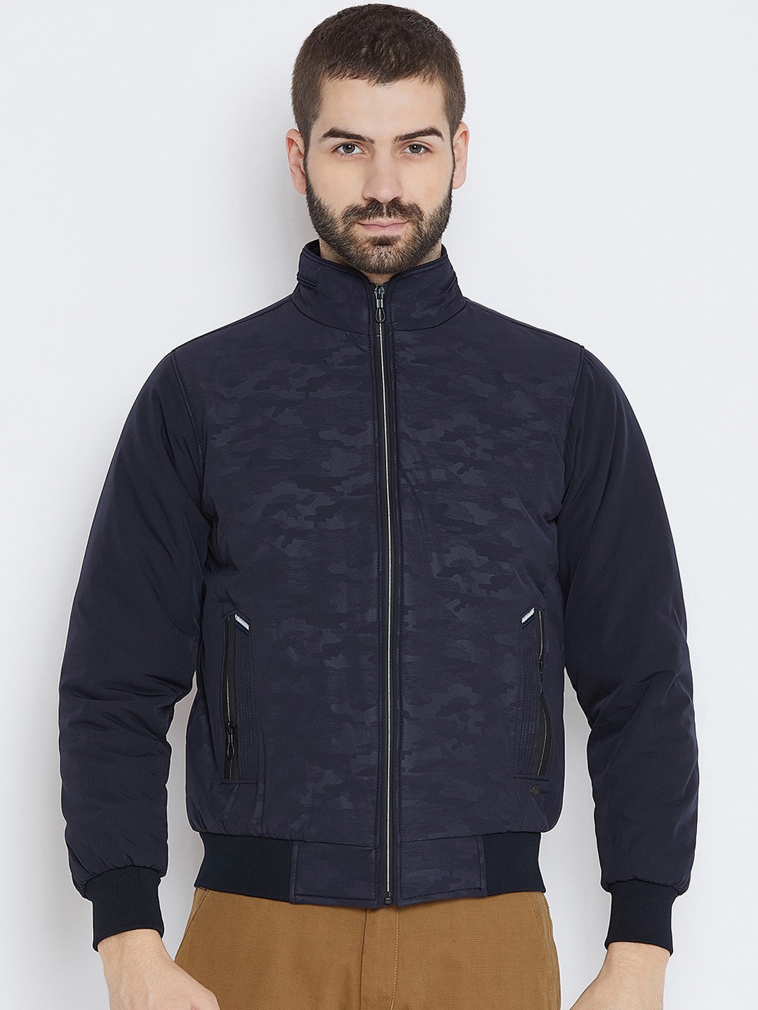 

Duke Men Navy Blue Printed Lightweight Tailored Jacket