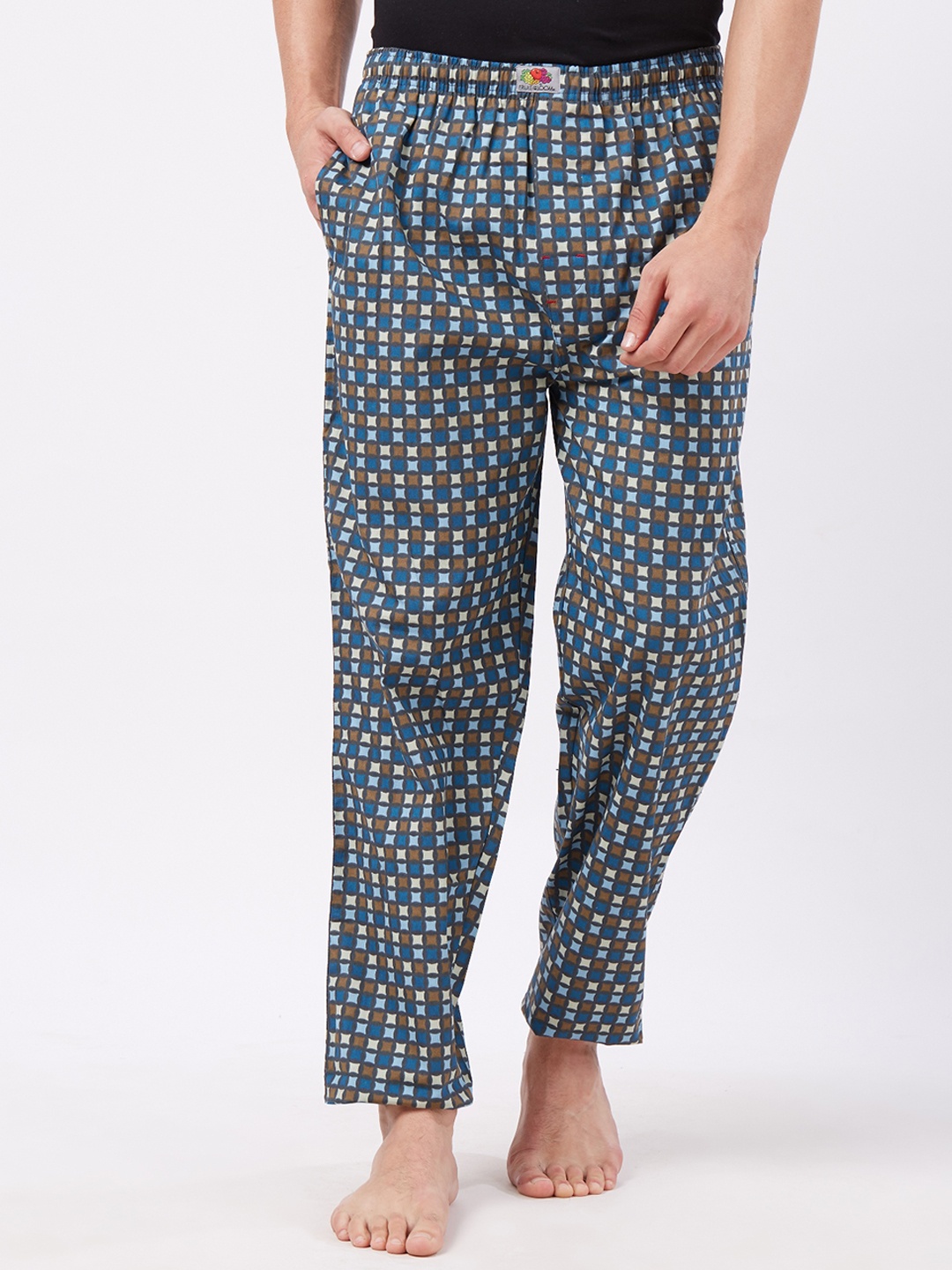 

Fruit of the Loom Men Grey and Blue Printed Pyjamas MPP01
