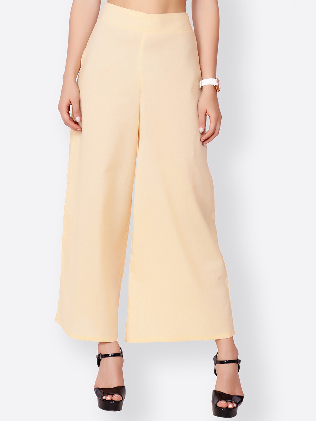 

SCORPIUS Women Peach-Coloured Solid Wide Leg Palazzos
