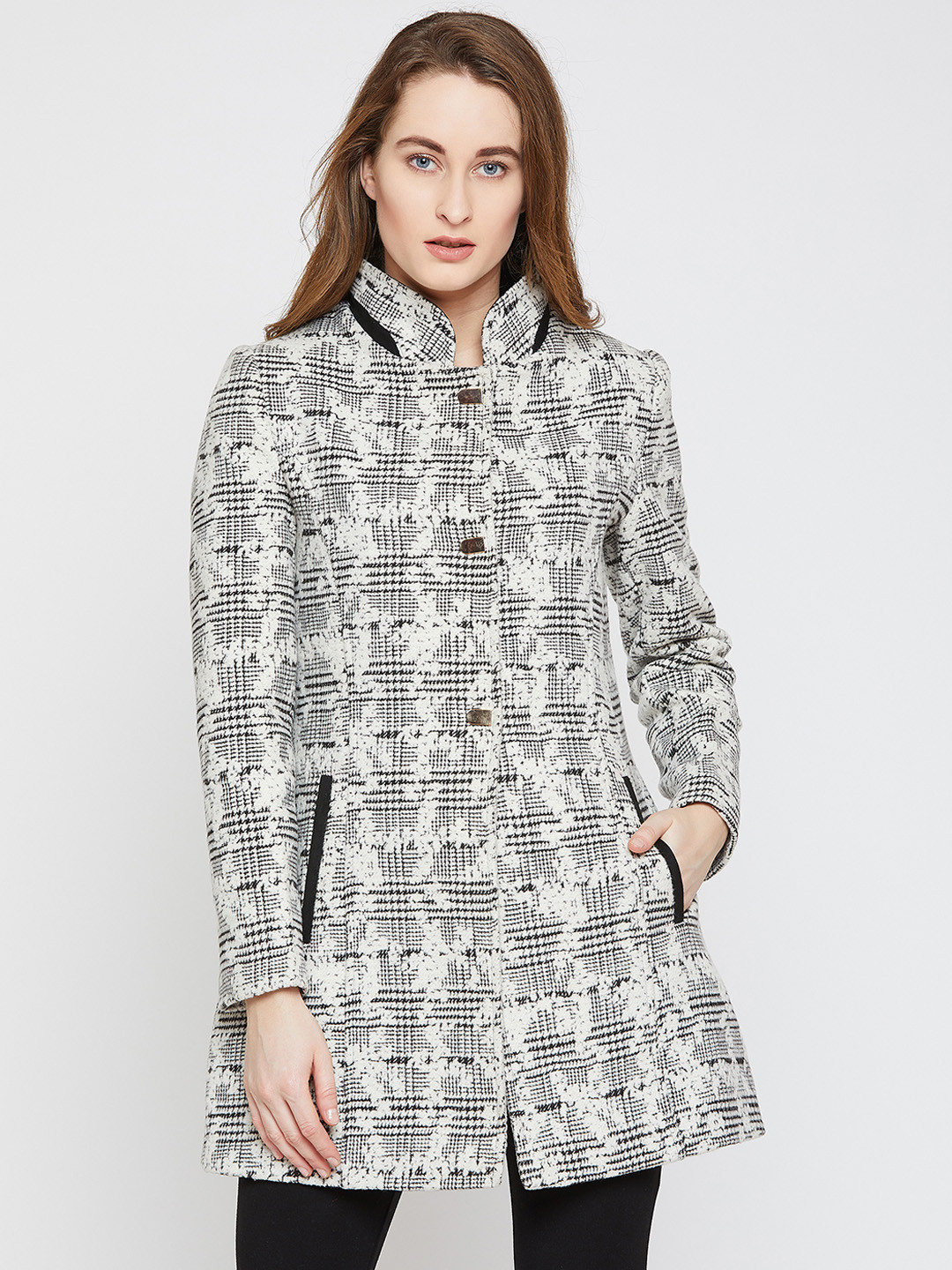 

RARE Women Off-White & Black Printed Coat