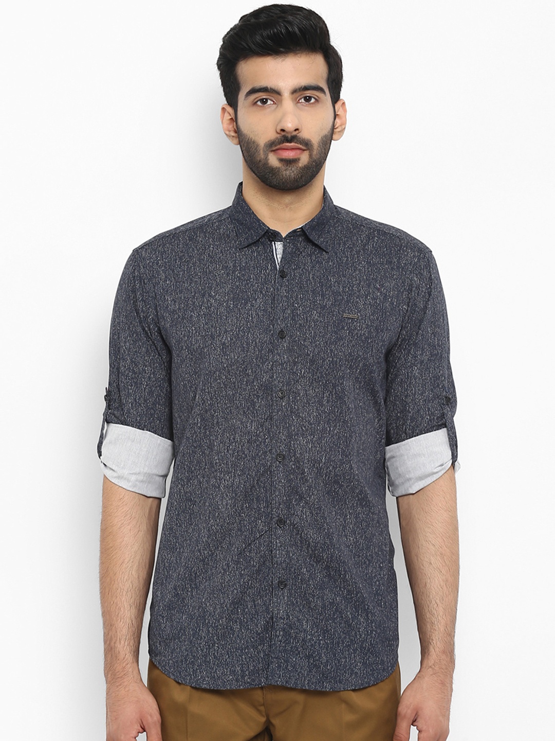 

ColorPlus Men Navy Blue Tailored Fit Printed Casual Shirt