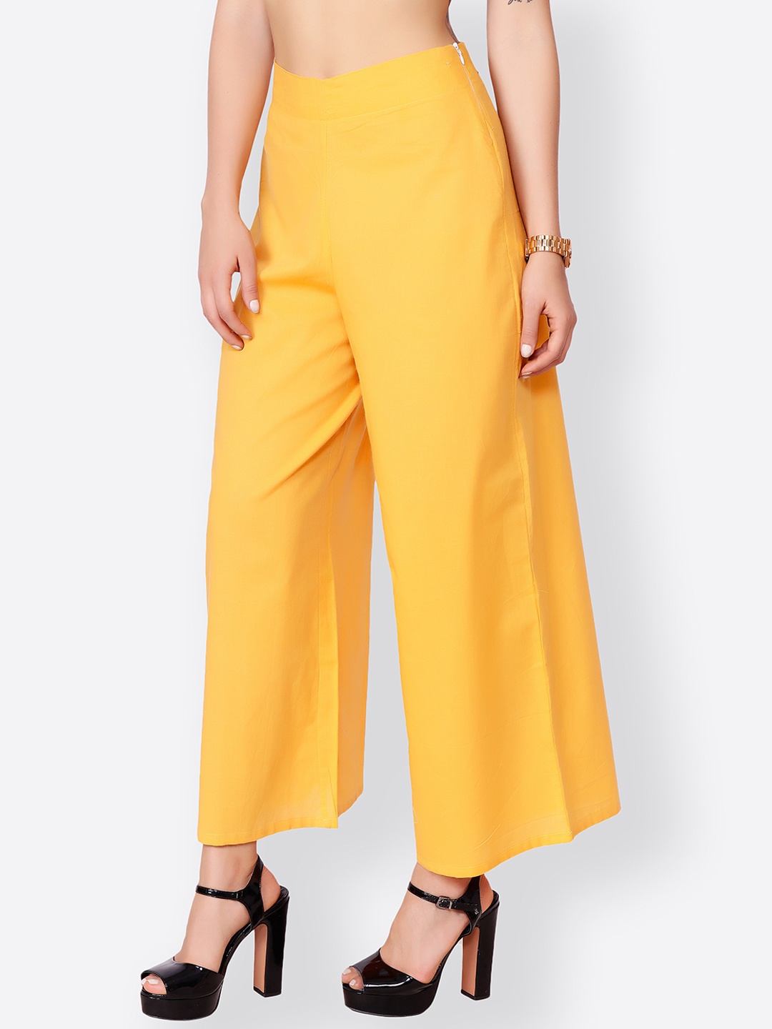 

SCORPIUS Women Yellow Solid Wide Leg Palazzos