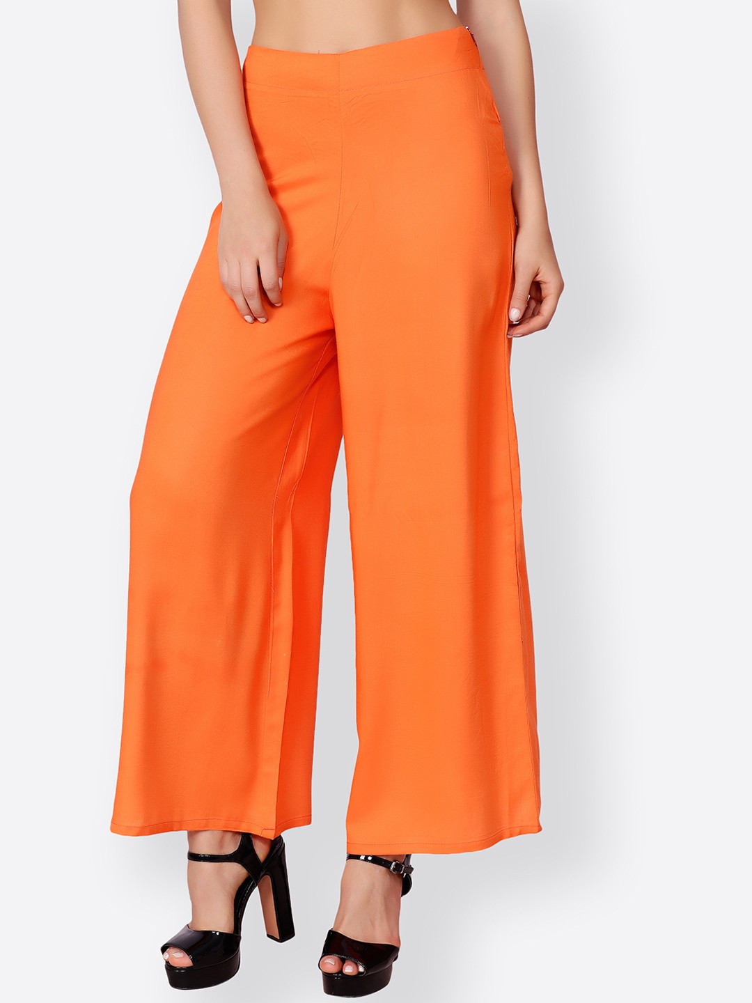 

SCORPIUS Women Orange Solid Wide Leg Palazzos
