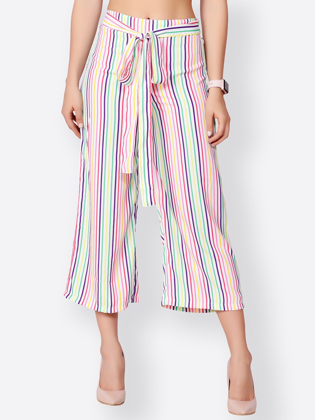 SCORPIUS Women Multicoloured Straight Striped Palazzos, Multi