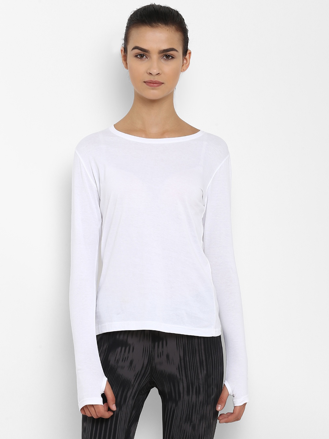 

appulse Women White Solid Round Neck Slim Fit T-shirt