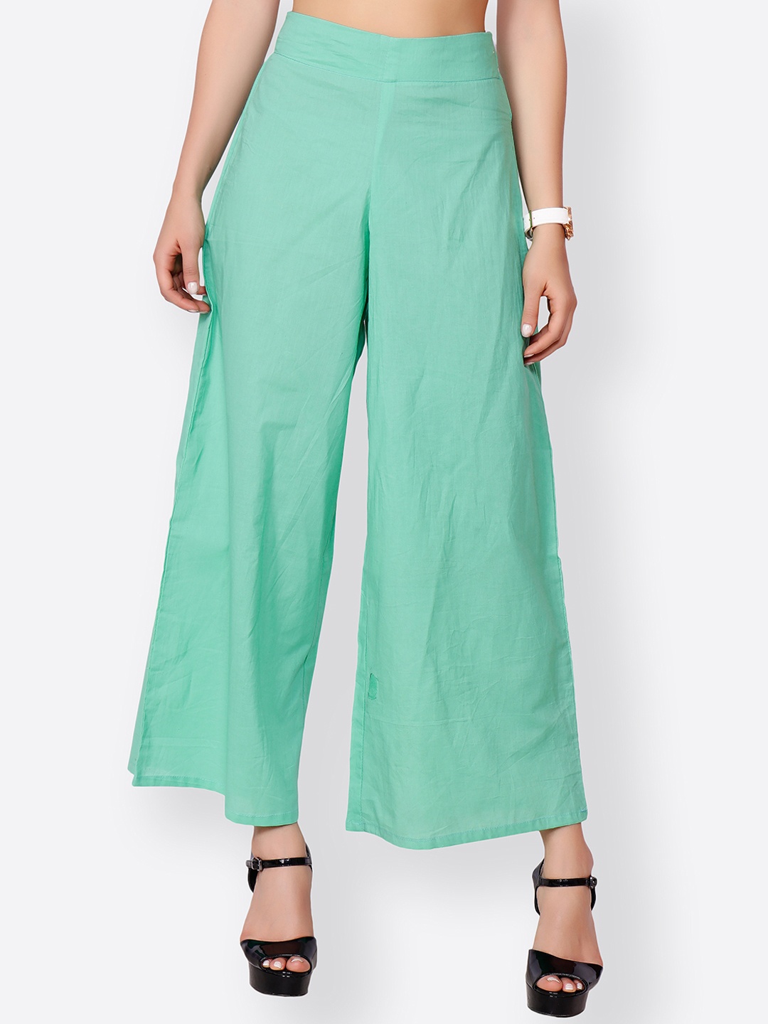 

SCORPIUS Women Sea Green Wide Leg Solid Palazzos