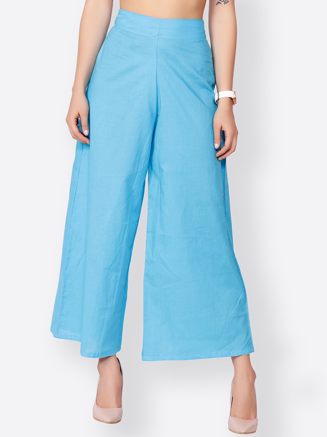 

SCORPIUS Women Blue Wide Leg Solid Palazzos