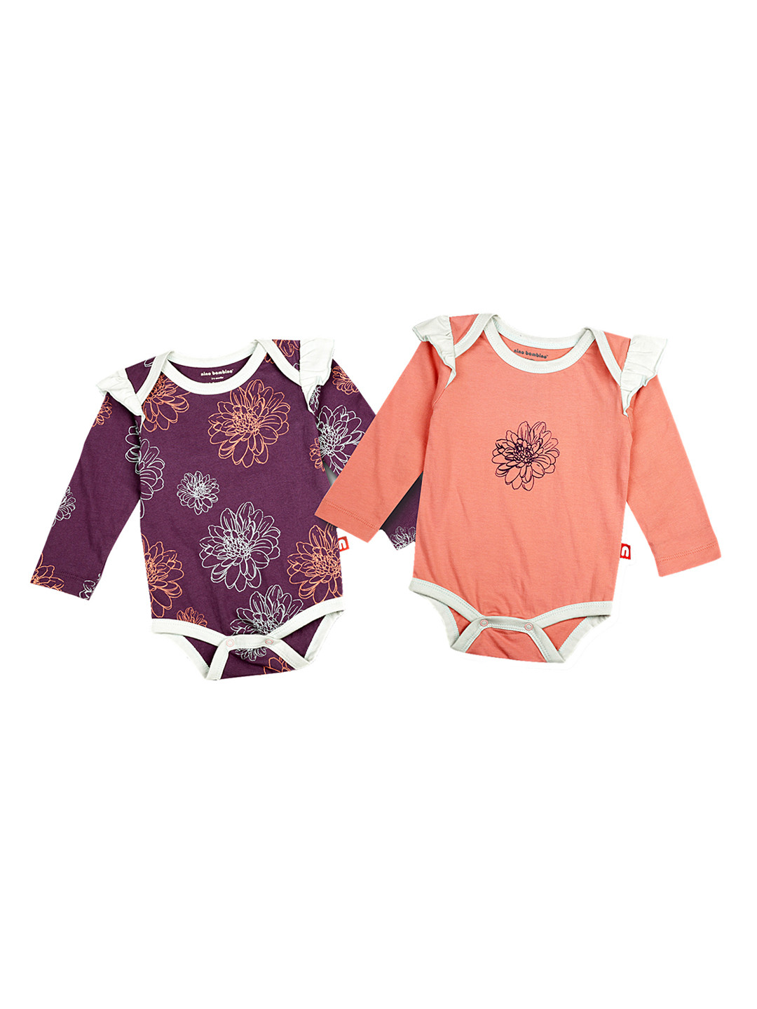 

Nino Bambino Pack Of 2 Girls Organic Cotton Purple Printed Bodysuits