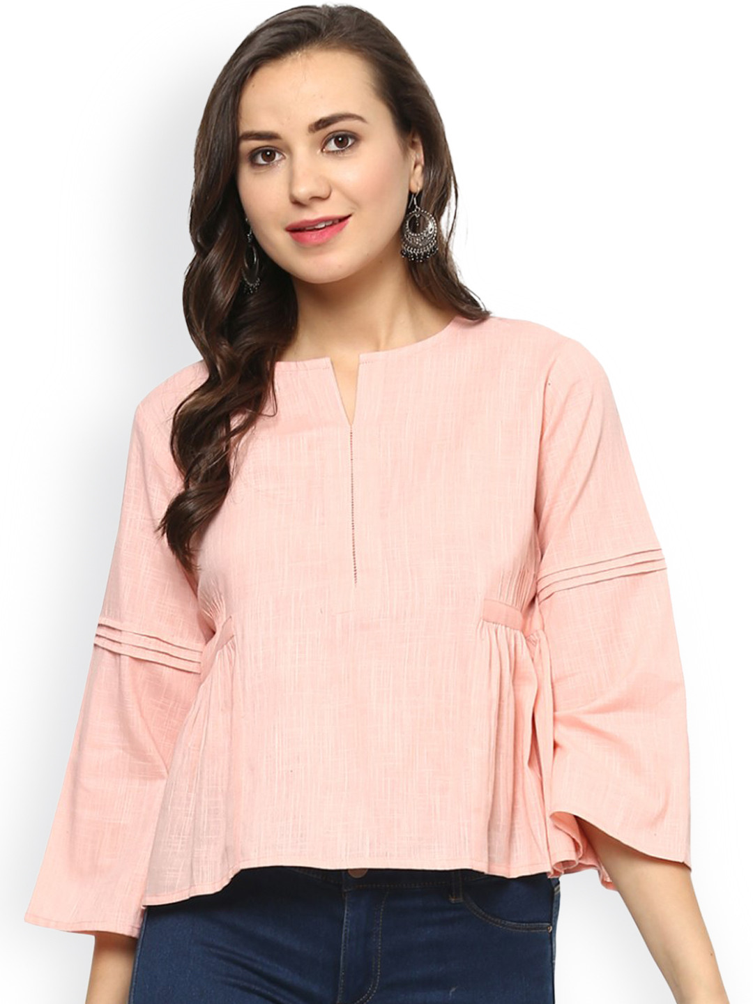 

Idalia Women Pink Self Design Peplum Top