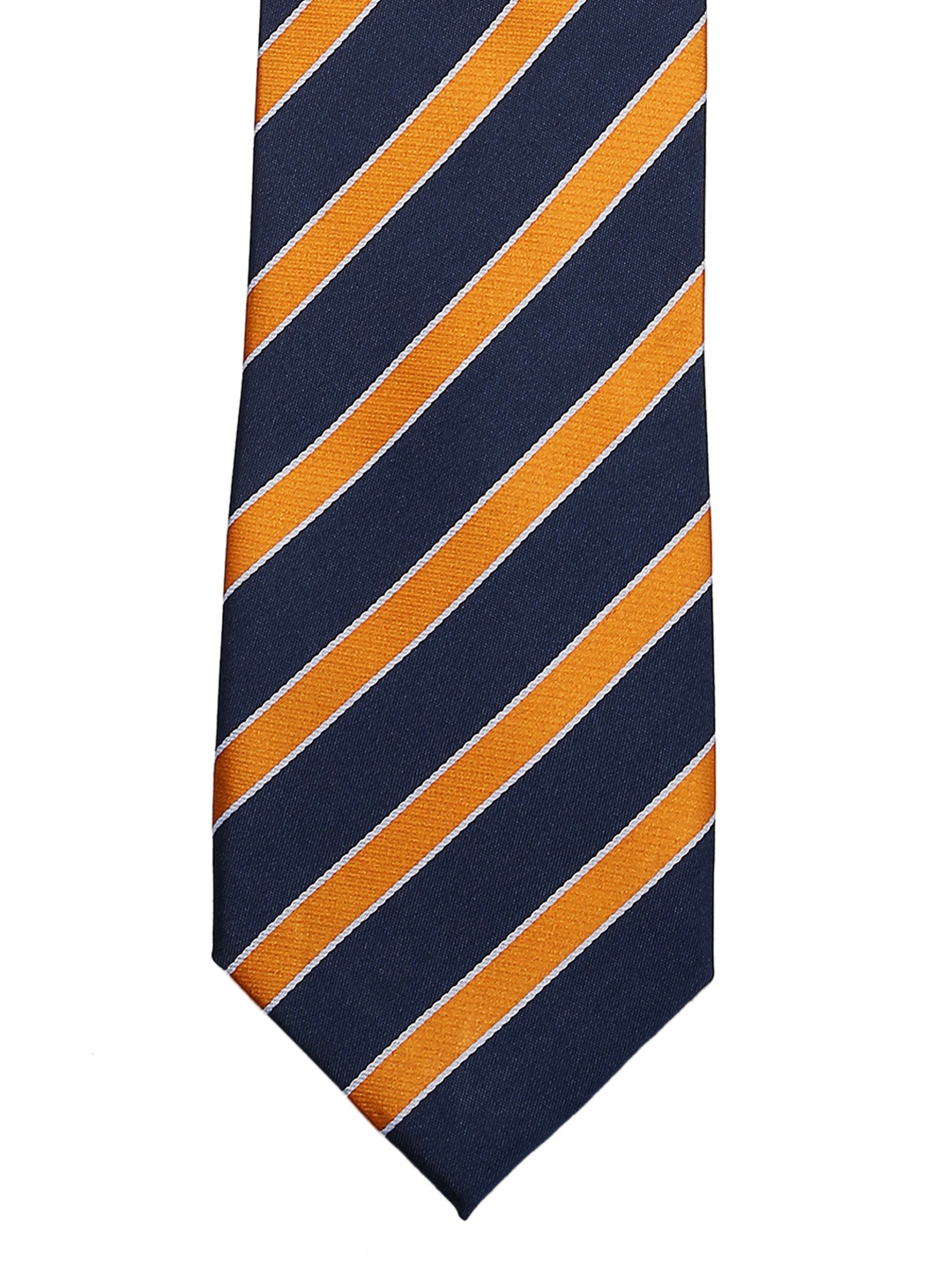 Tossido Navy Blue & Orange Striped Broad Tie