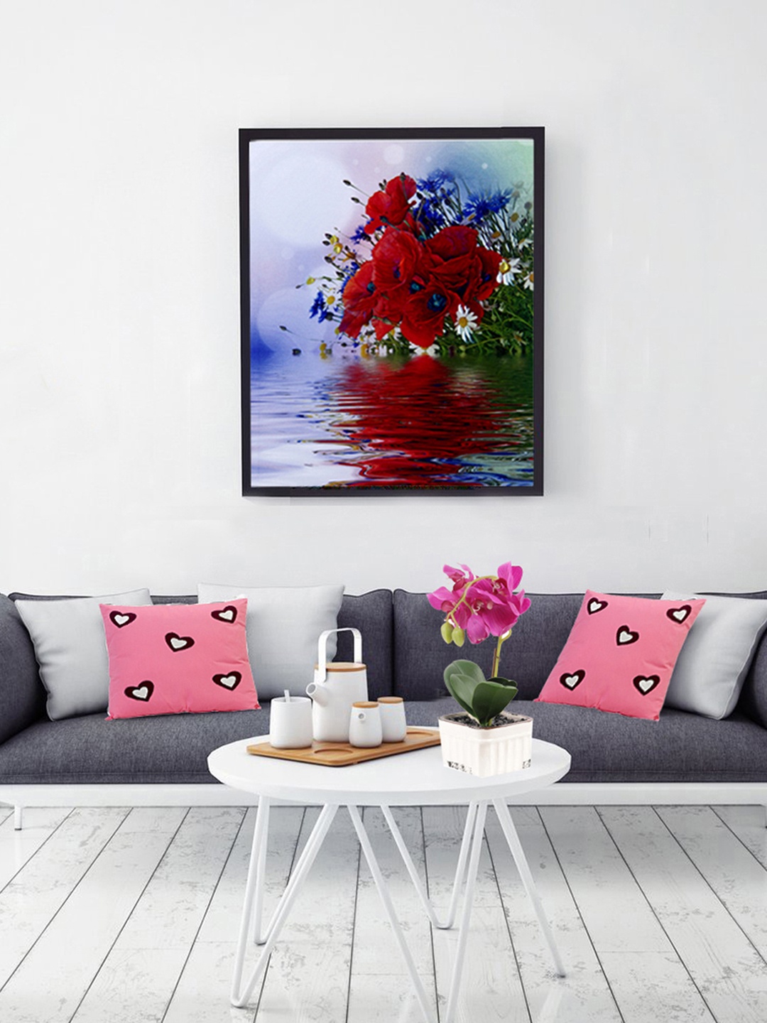 

Aapno Rajasthan Multicoloured Bunch of Flowers Canvas Painting, Multi