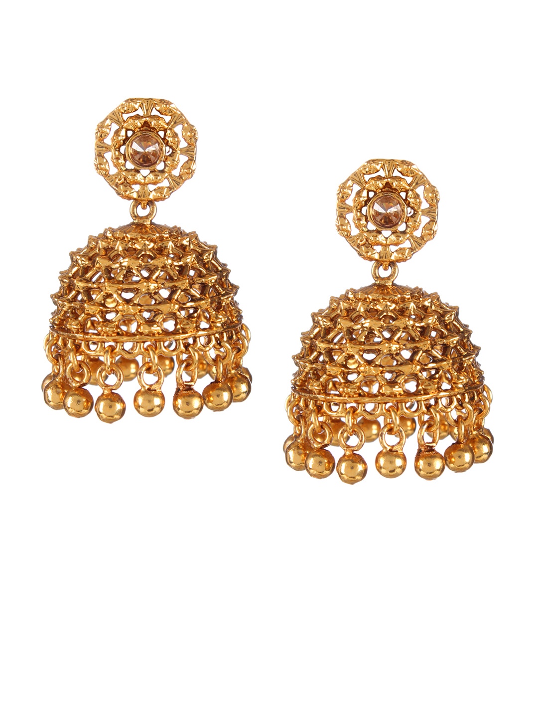 

Adwitiya Collection Gold-Plated Dome Shaped Jhumkas