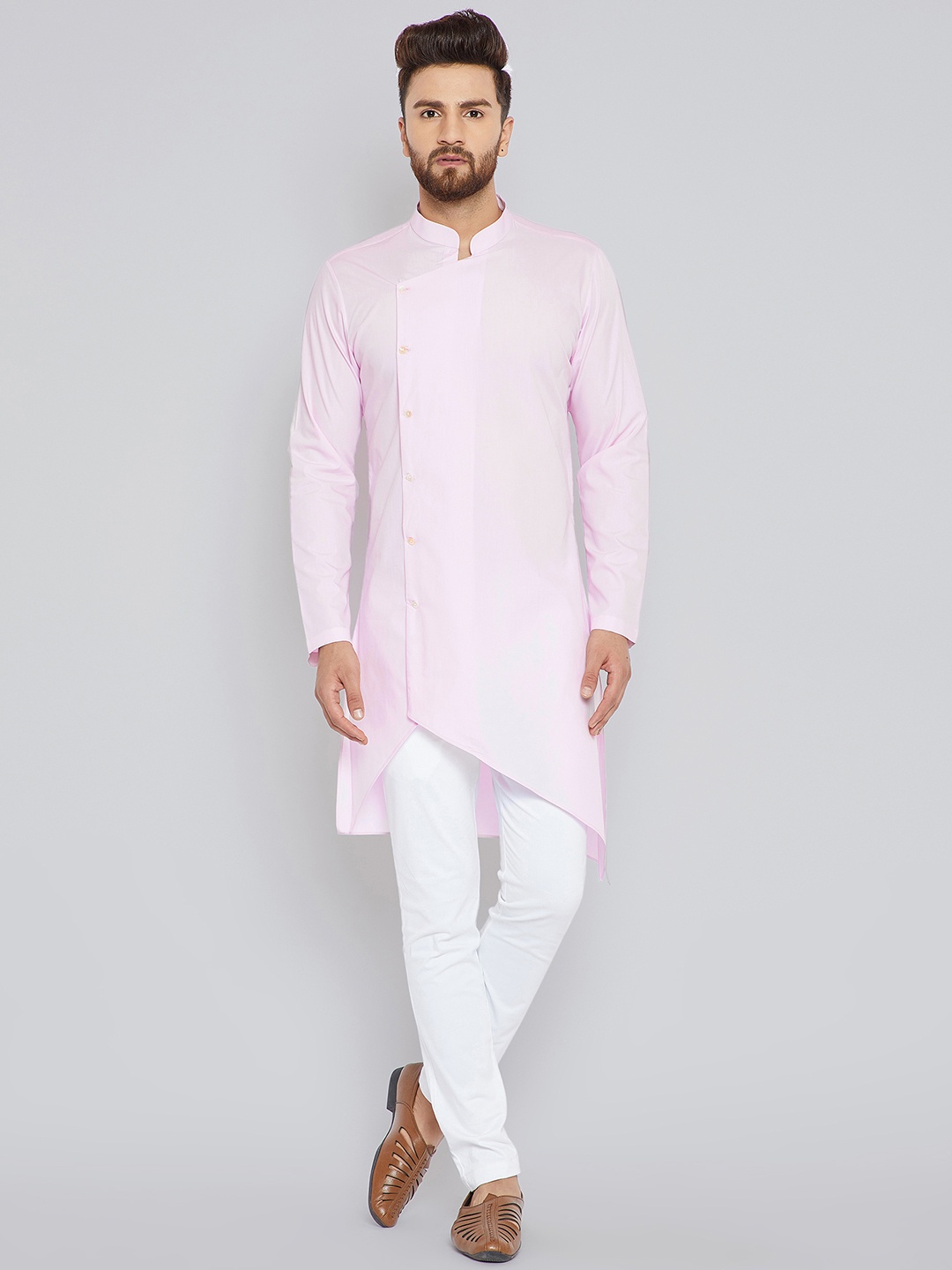 

See Designs Men Pink Solid Kurta with Trousers