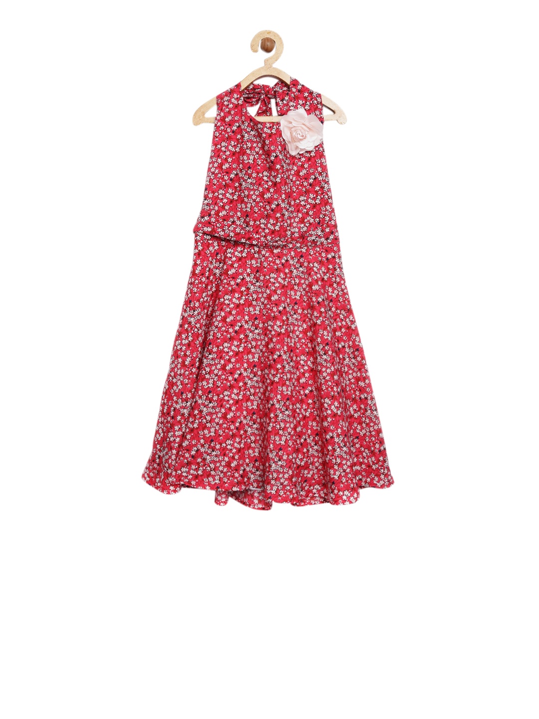 

Sera Girls Red Printed A-Line Dress